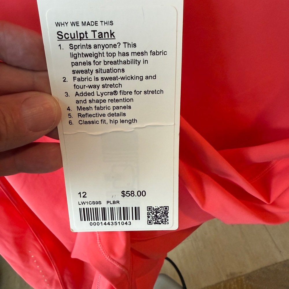 lululemon athletica Sculpt Tank in Bright Coral Pink